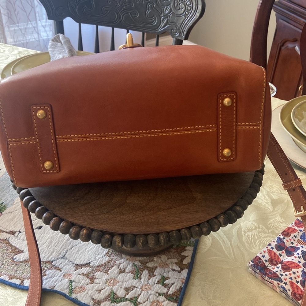 Dooney & Bourke Amelia Brown Leather Satchel with Gold Hardware - Picture 7 of 7
